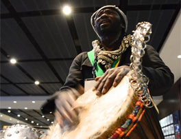 Mady Keita solo African drumming at the MCG in Melbourne