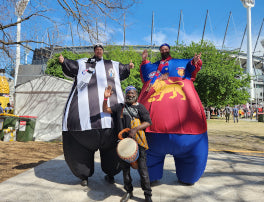 West African Drummer at the MCG in Melbourne on Grand Final Day