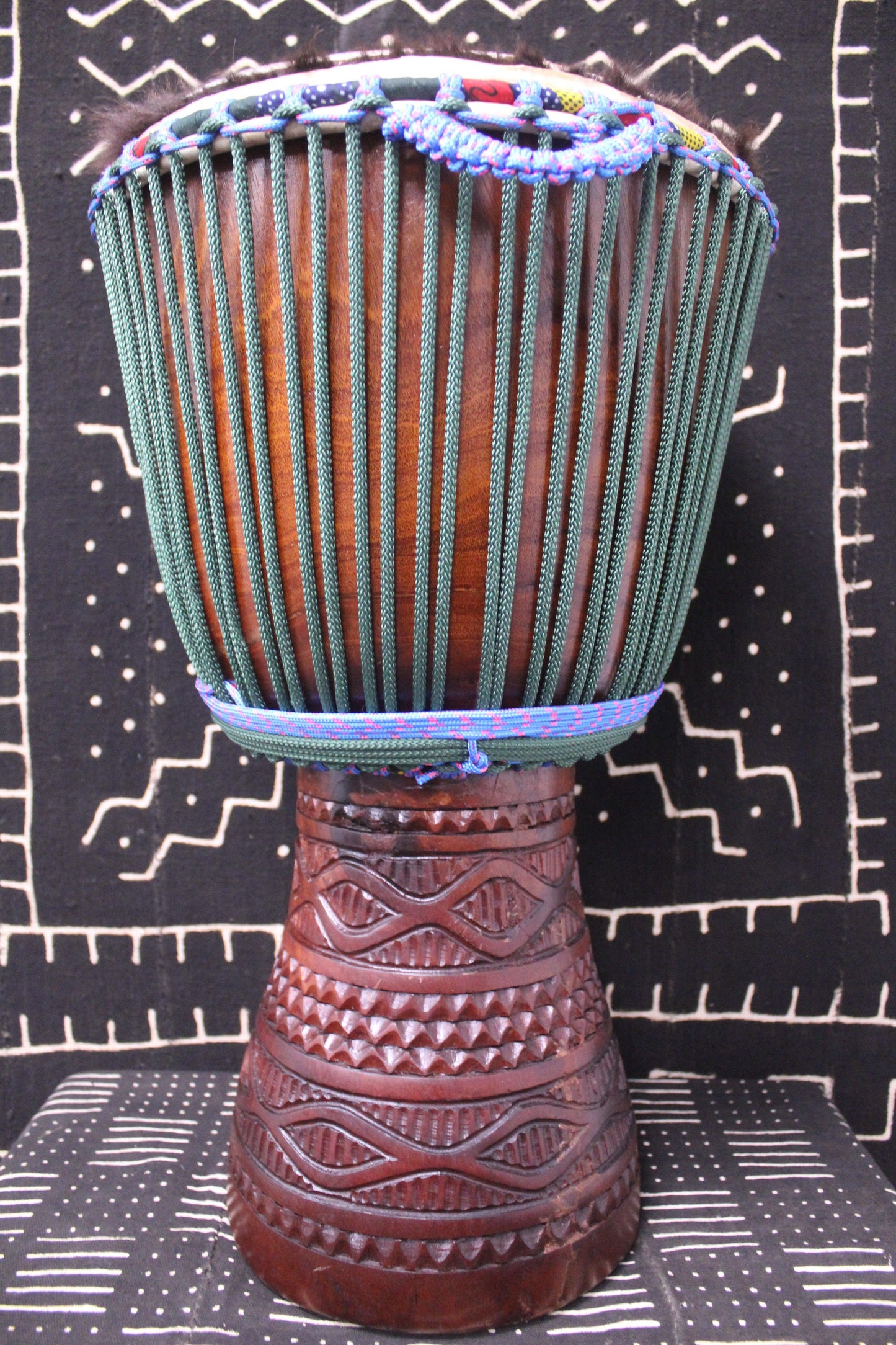 Djala Djembe - Green - Mali - D 34.5 cm - H 64 cm (Product ID: MS-DJ-238-09)