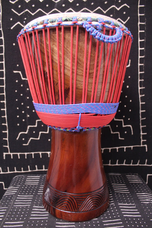 Djala Djembe - Red - Mali - D 32.5 cm - H 62 cm (Product ID: MS-DJ-249-07)
