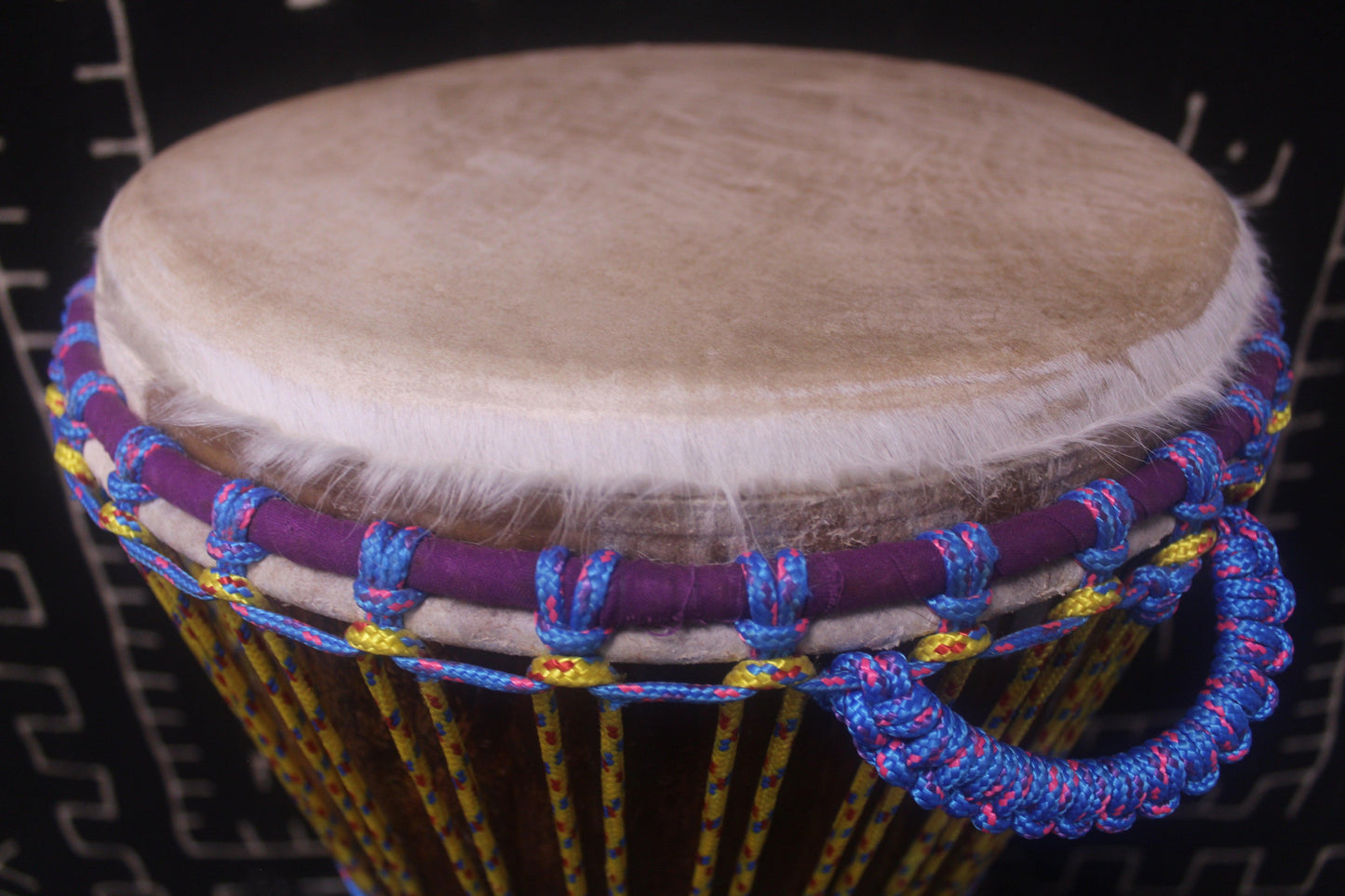 Dugura Djembe - Yellow - Mali - D 33 cm - H 62 cm (Product ID: MS-DU-238-03)