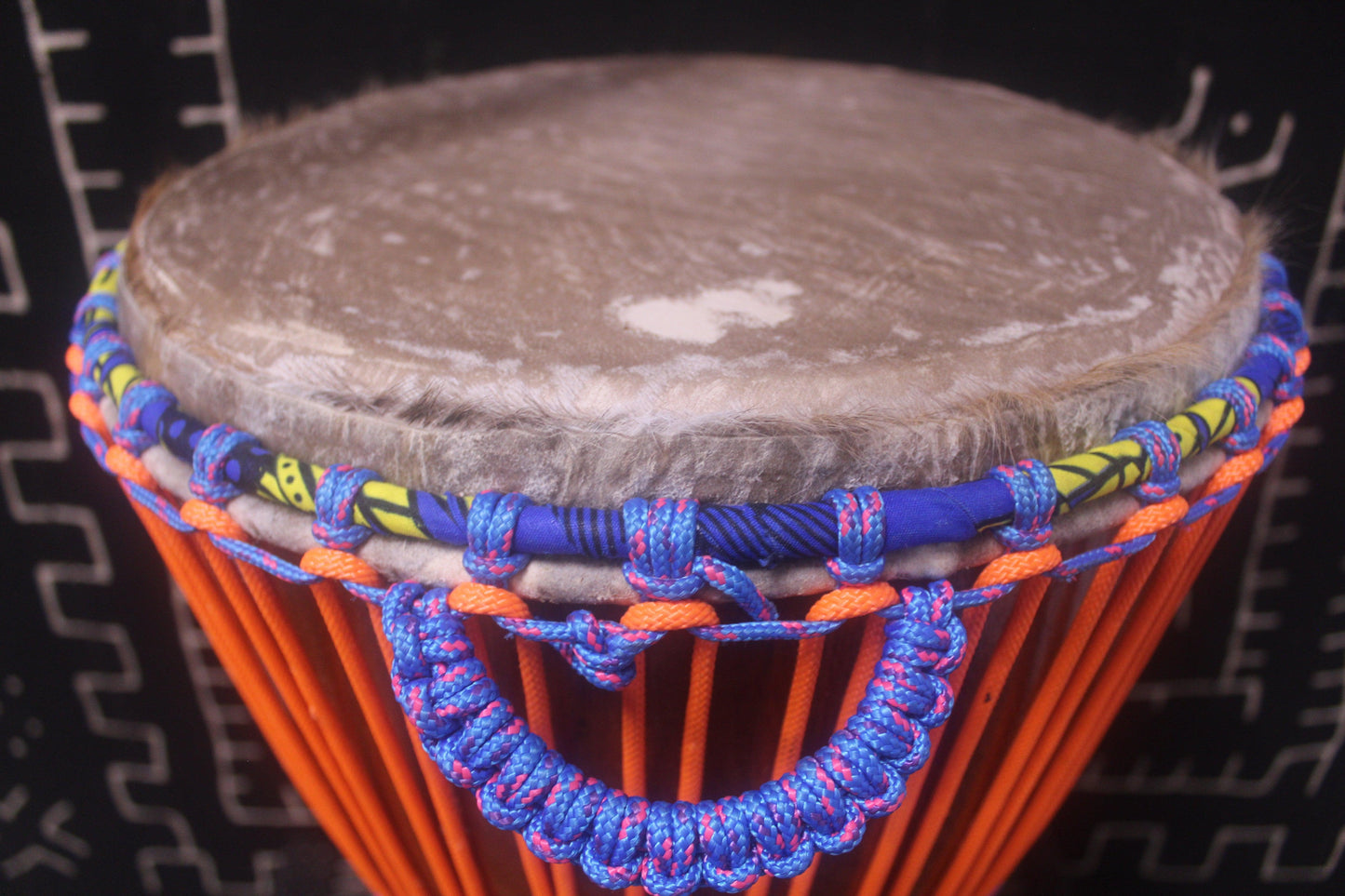 Lingué Djembe - Orange - Mali - D 34.5 cm - H 59 cm (Product ID: MS-LI-238-06)