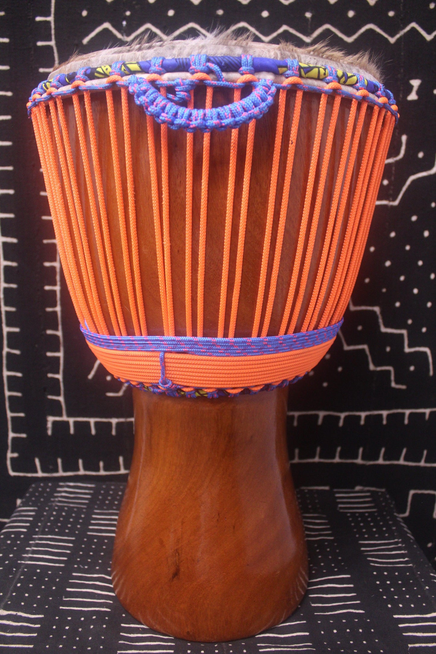 Lingué Djembe - Orange - Mali - D 34.5 cm - H 59 cm (Product ID: MS-LI-238-06)