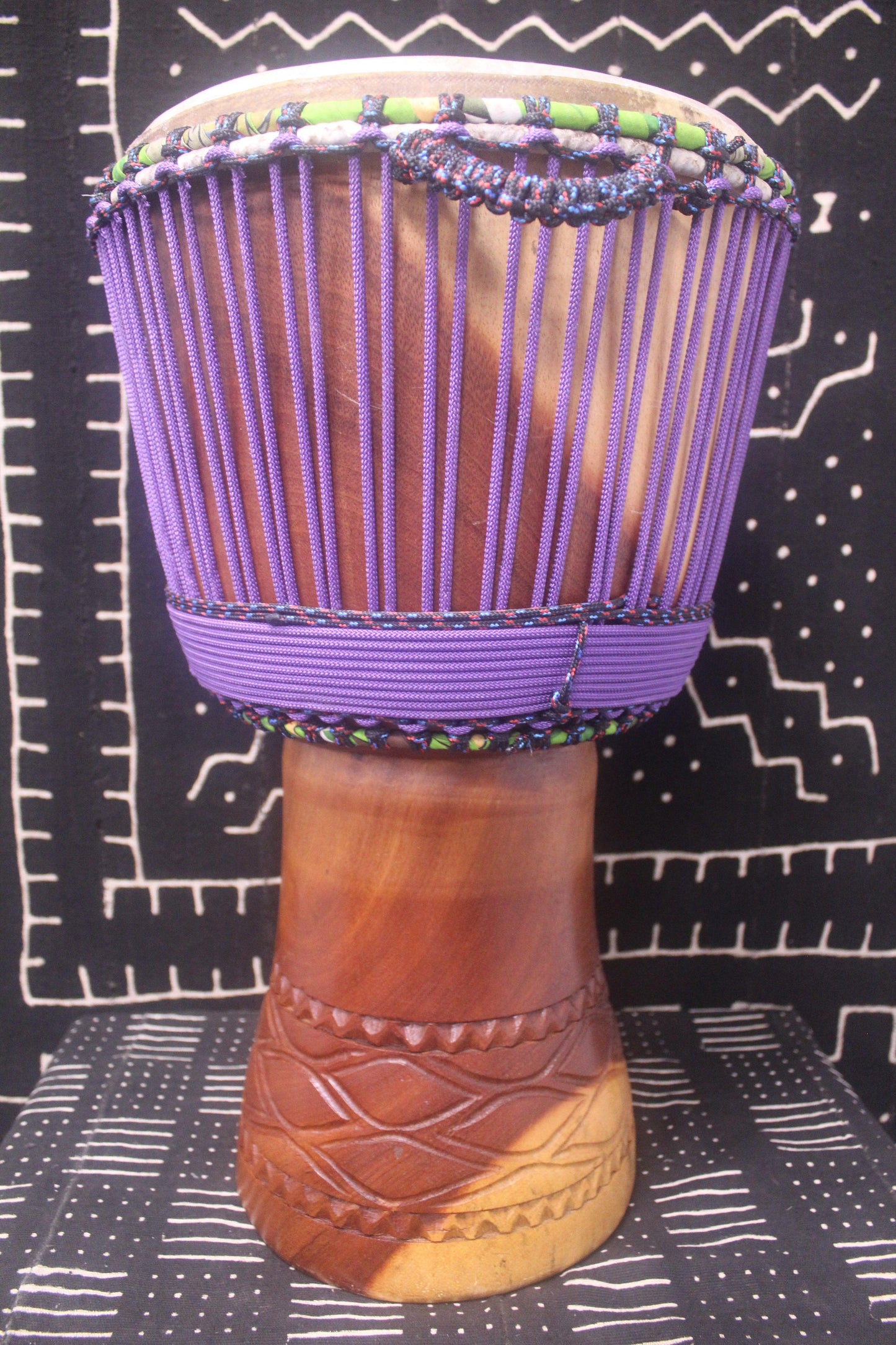 Lingué Djembe - Purple - Mali - D 34.5 cm - H 61 cm (Product ID: MS-LI-238-05)