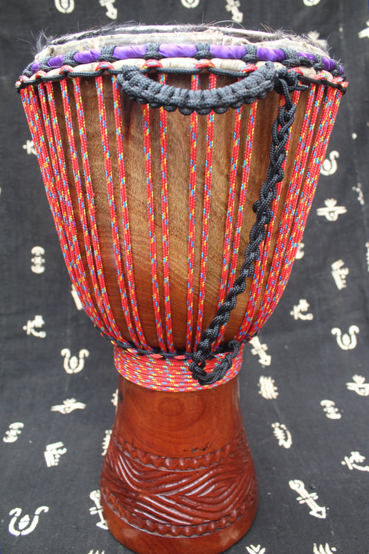 Djala Djembe – Red – Mali – D 28 cm – H 55 cm (Product ID: MM-DJ-189-07)