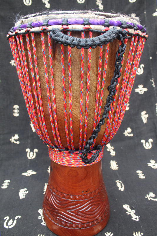 Djala Djembe – Red – Mali – D 28 cm – H 55 cm (Product ID: MM-DJ-189-07)