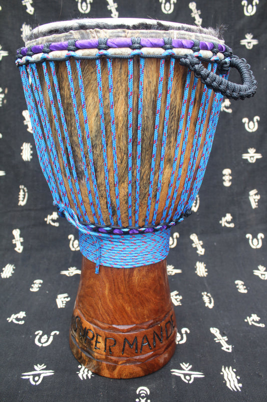 Dugura Djembe – Blue – Mali – D 30 cm – H 58 cm (Product ID: MM-DU-189-03)