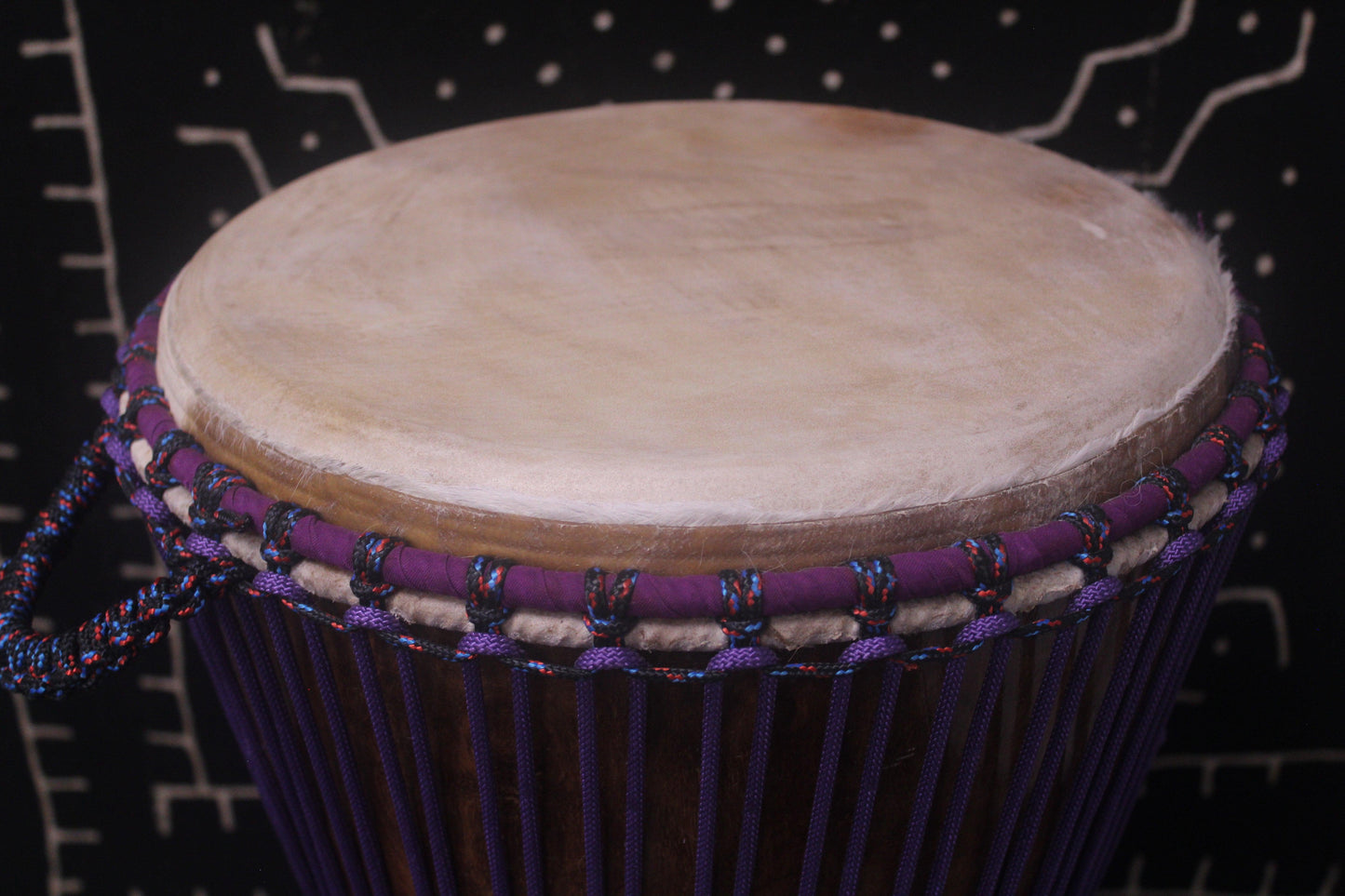 Dugura Djembe - Purple - Mali - D 33.5 cm - H 62.5 cm (Product ID: MS-DU-228-07)