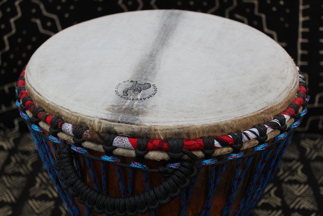 Lingué Djembe - Blue - Mali - ⌀ 33 cm - H 60 cm