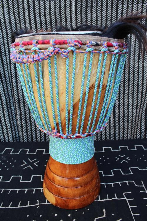 Lingué Djembe - Blue - Mali - ⌀ 33 cm - H 62 cm