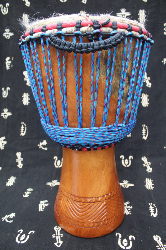 Lingué Djembe – Blue – Mali – D 30 cm – H 54 cm (Product ID: MM-LI-189-17)