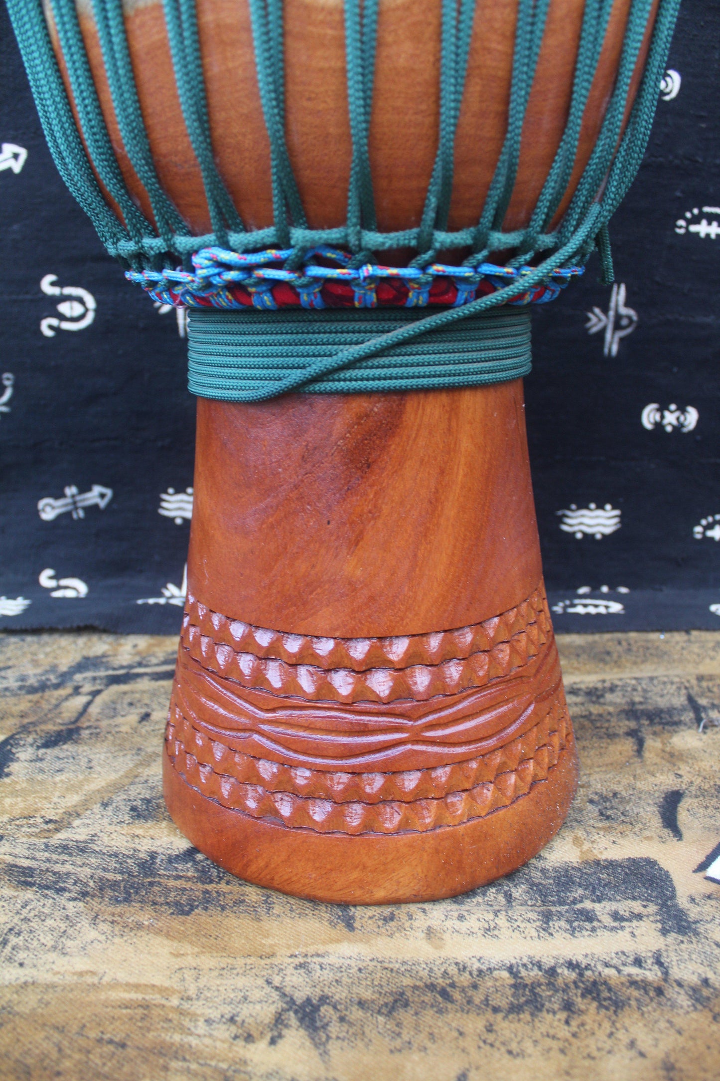Lingué Djembe - Green - Mali - ⌀ 33 cm - H 60.5 cm