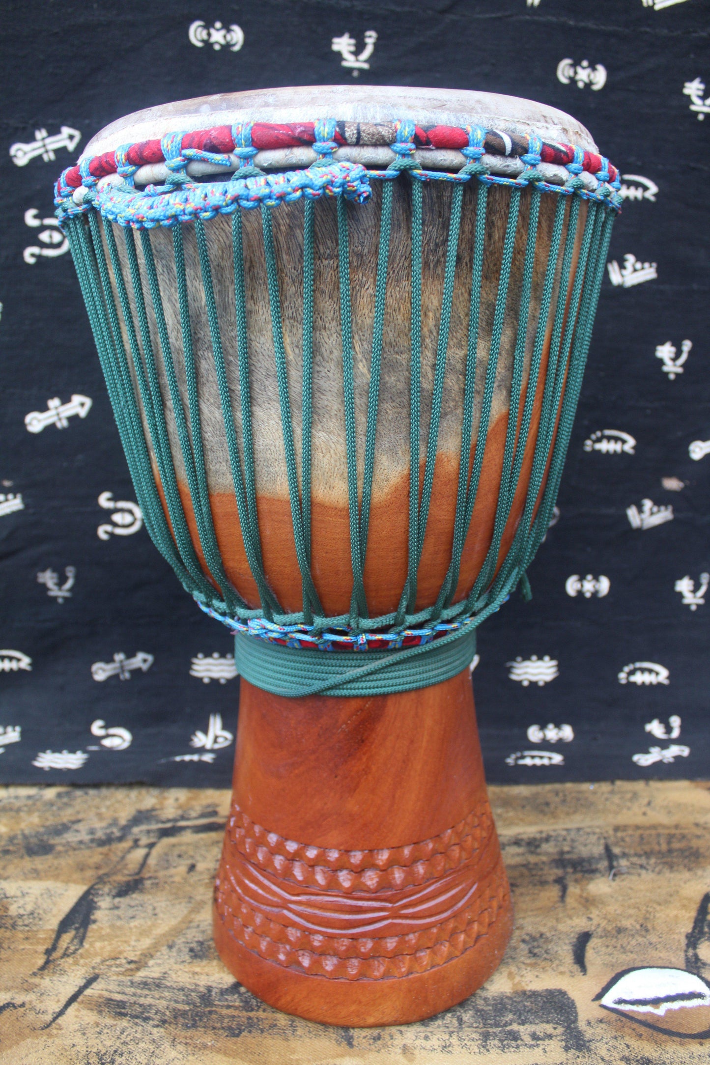 Lingué Djembe - Green - Mali - ⌀ 33 cm - H 60.5 cm