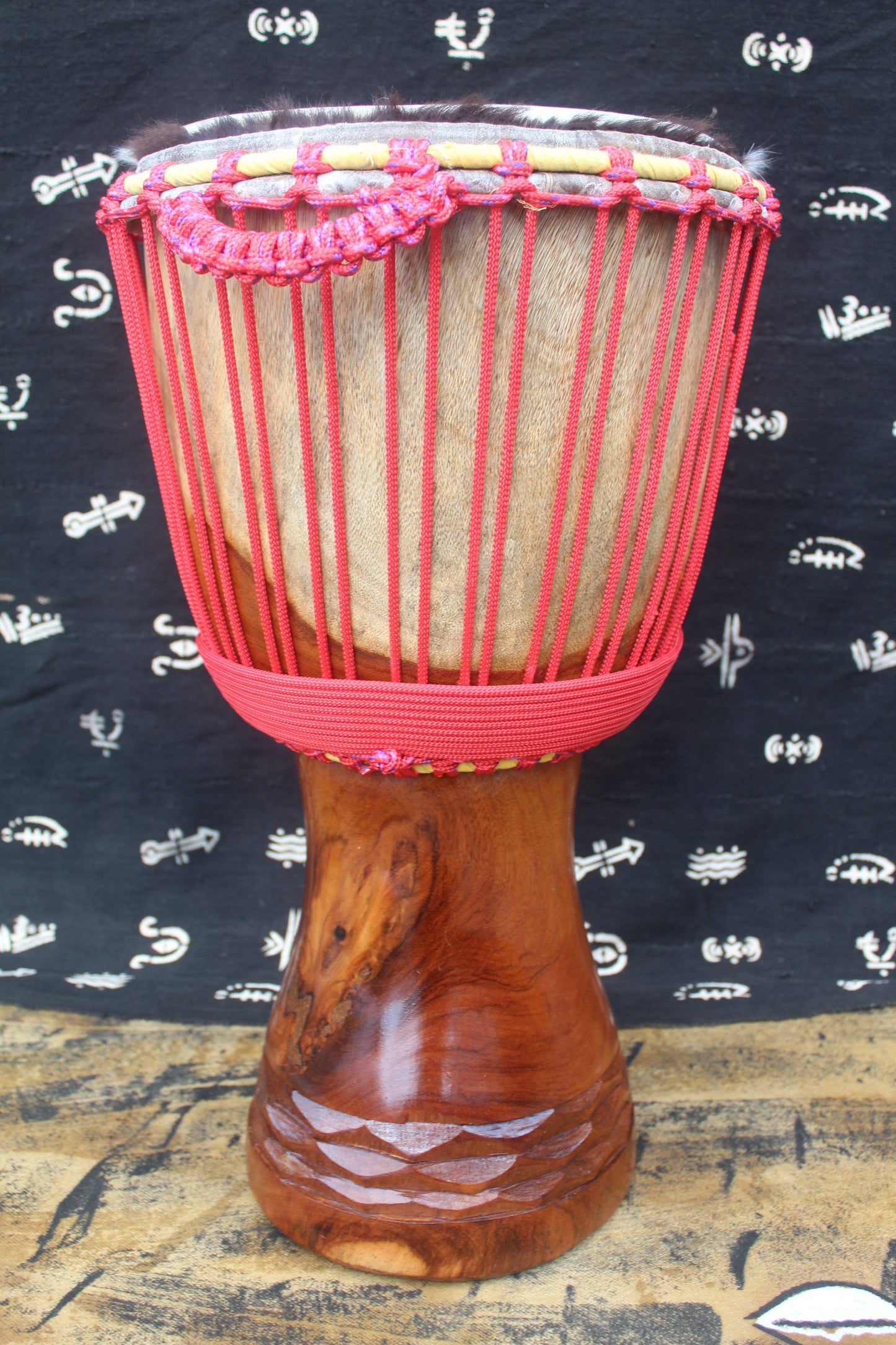 Lingué Djembe - Red - Mali - ⌀ 33 cm - H 63.5 cm