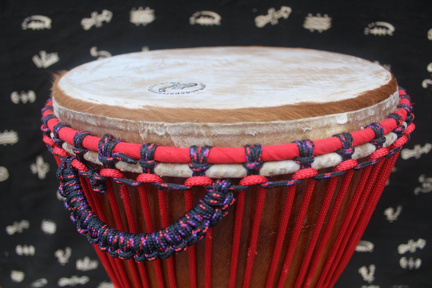 Lingué Djembe - Red - Mali - ⌀ 34.5 cm - H 61.5 cm