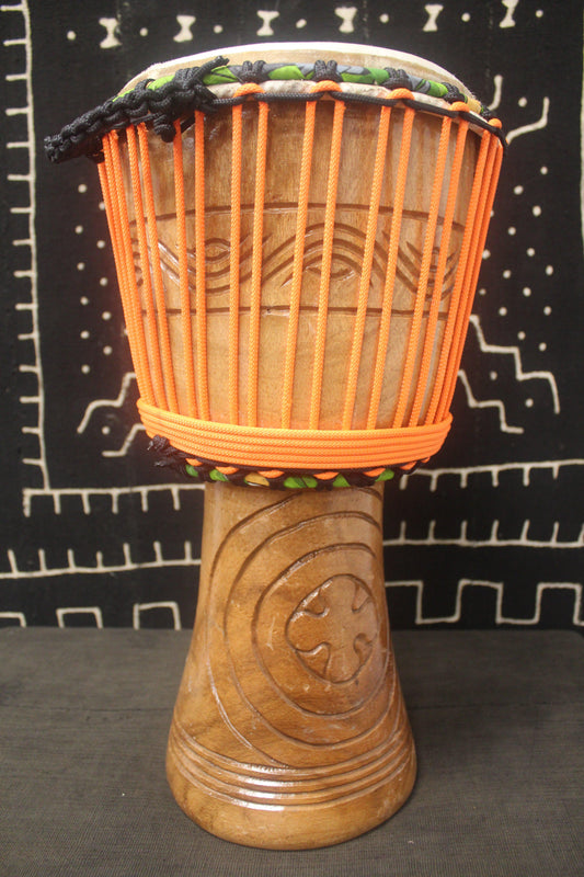 Tweneboa Djembe – Orange – Ghana – D 24.5 cm – H 51.5 cm (Product ID: LM-21805)