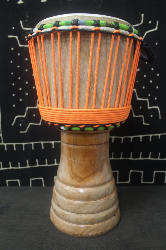 Tweneboa Djembe – Orange – Ghana – D 24.5 cm – H 53 cm (Product ID: LM-21814)