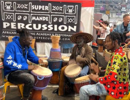 African drums and percussion market stall jam at the African Festival, Queen Victoria Market