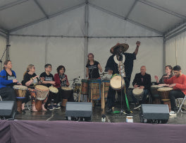 Djembe drumming performance by Mady Keita's African Drumming Academy at the Whitehorse Spring Festival
