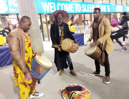 Roving African drummers at MCG Fundraiser for Melbourne City Mission