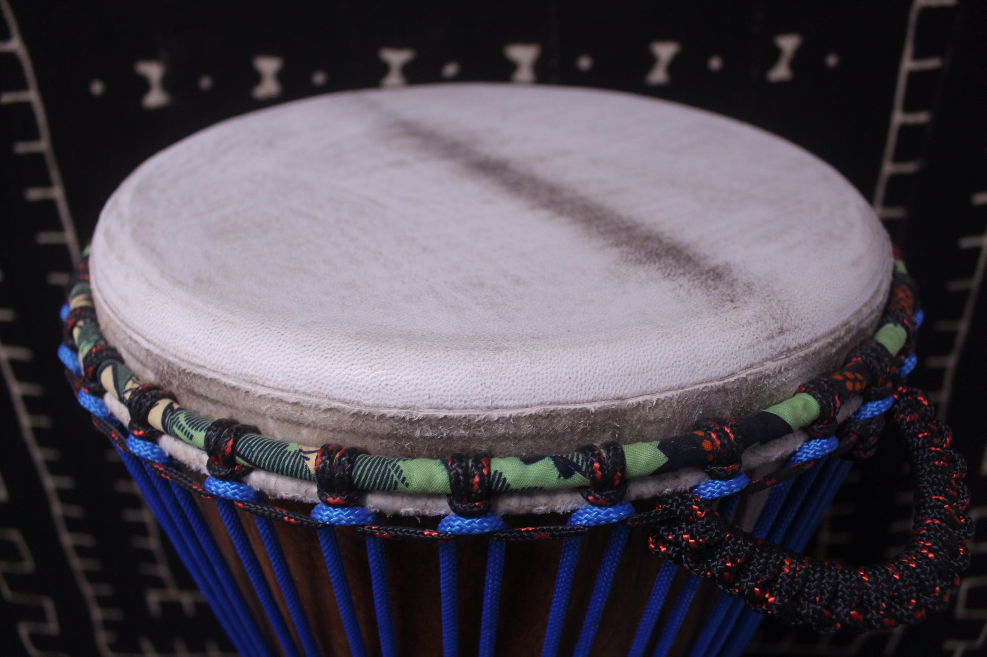 Djala Djembe - Blue - Mali - D 32.5 cm - H 63.5 cm (Product ID: MS-DJ-249-02)