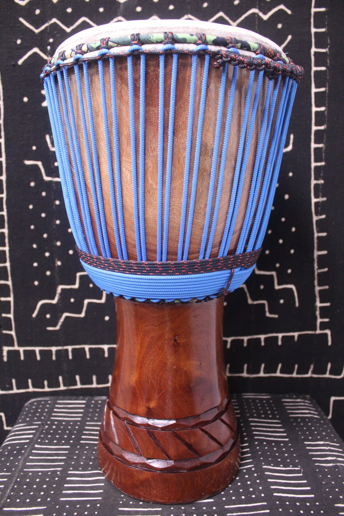 Djala Djembe - Blue - Mali - D 32.5 cm - H 63.5 cm (Product ID: MS-DJ-249-02)