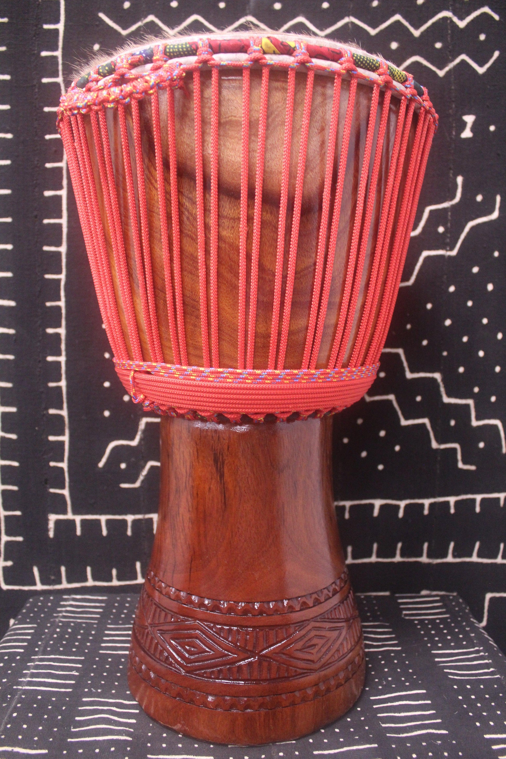 Djala Djembe - Red - Mali - D 33 cm - H 61 cm (Product ID: MS-DJ-238-15)