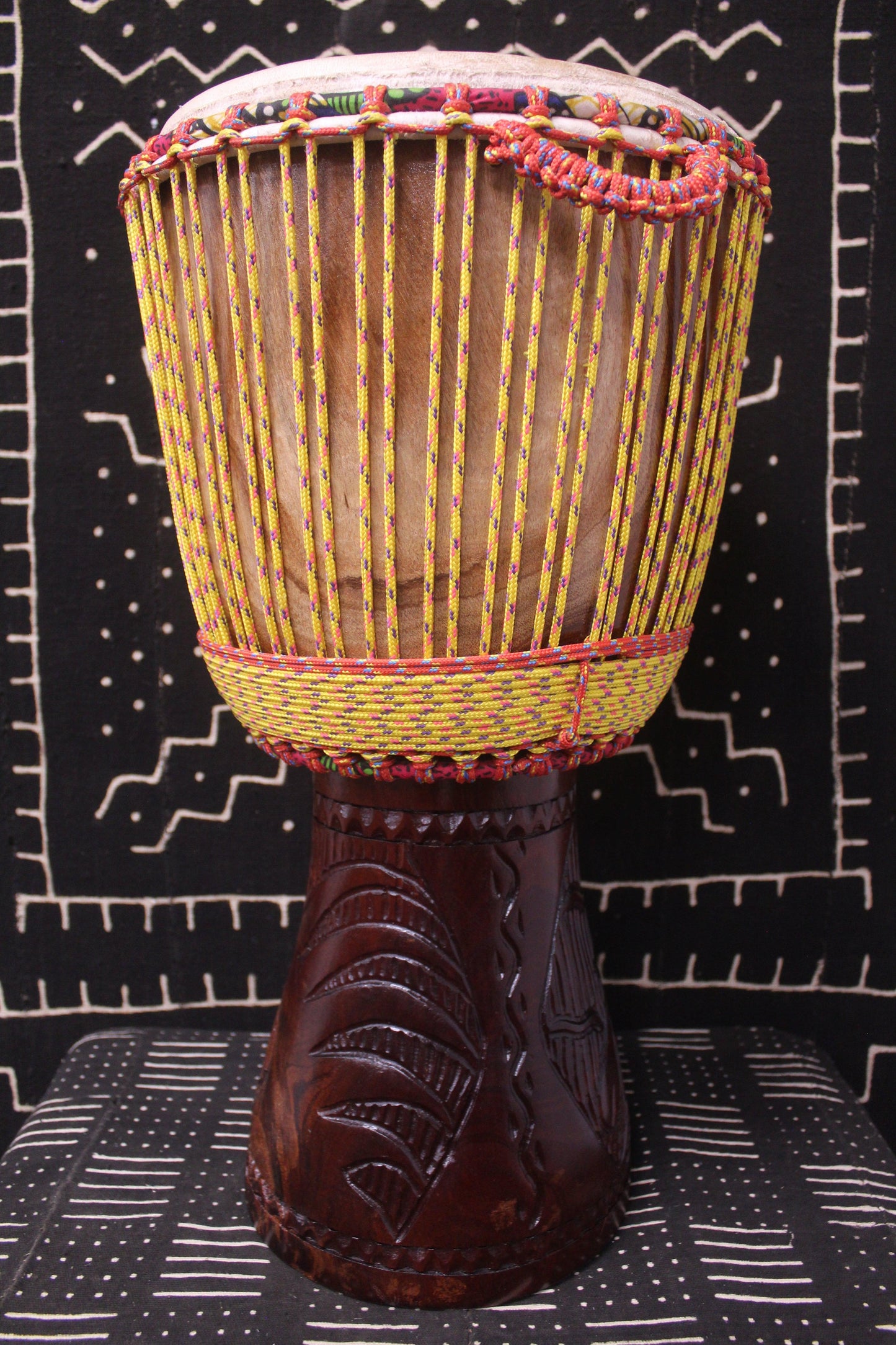 Djala Djembe - Yellow - Mali - D 32 cm - H 64 cm (Product ID: MS-DJ-247-02)