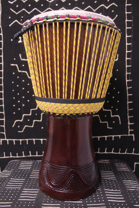 Djala Djembe - Yellow - Mali - D 32.5 cm - H 62.5 cm (Product ID: MS-DJ-247-05)