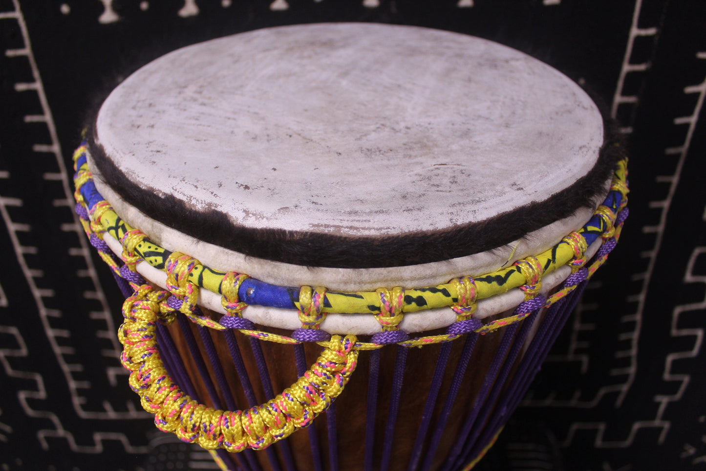 Dugura Djembe - Purple - Mali - D 32 cm - H 62.5 cm (Product ID: MS-DU-248-01)