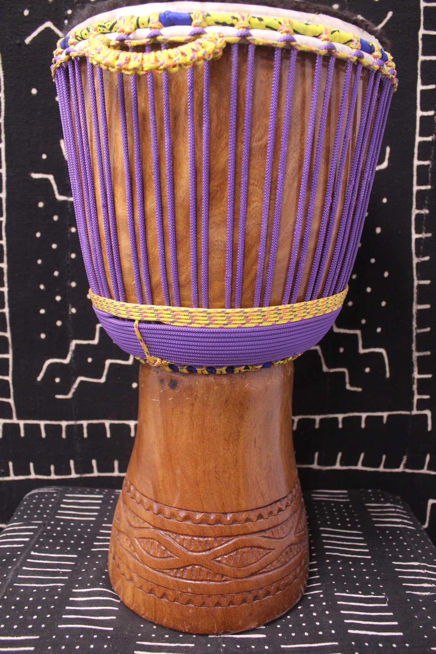 Dugura Djembe - Purple - Mali - D 32 cm - H 62.5 cm (Product ID: MS-DU-248-01)