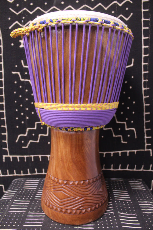 Dugura Djembe - Purple - Mali - D 32 cm - H 63 cm (Product ID: MS-DU-249-03)