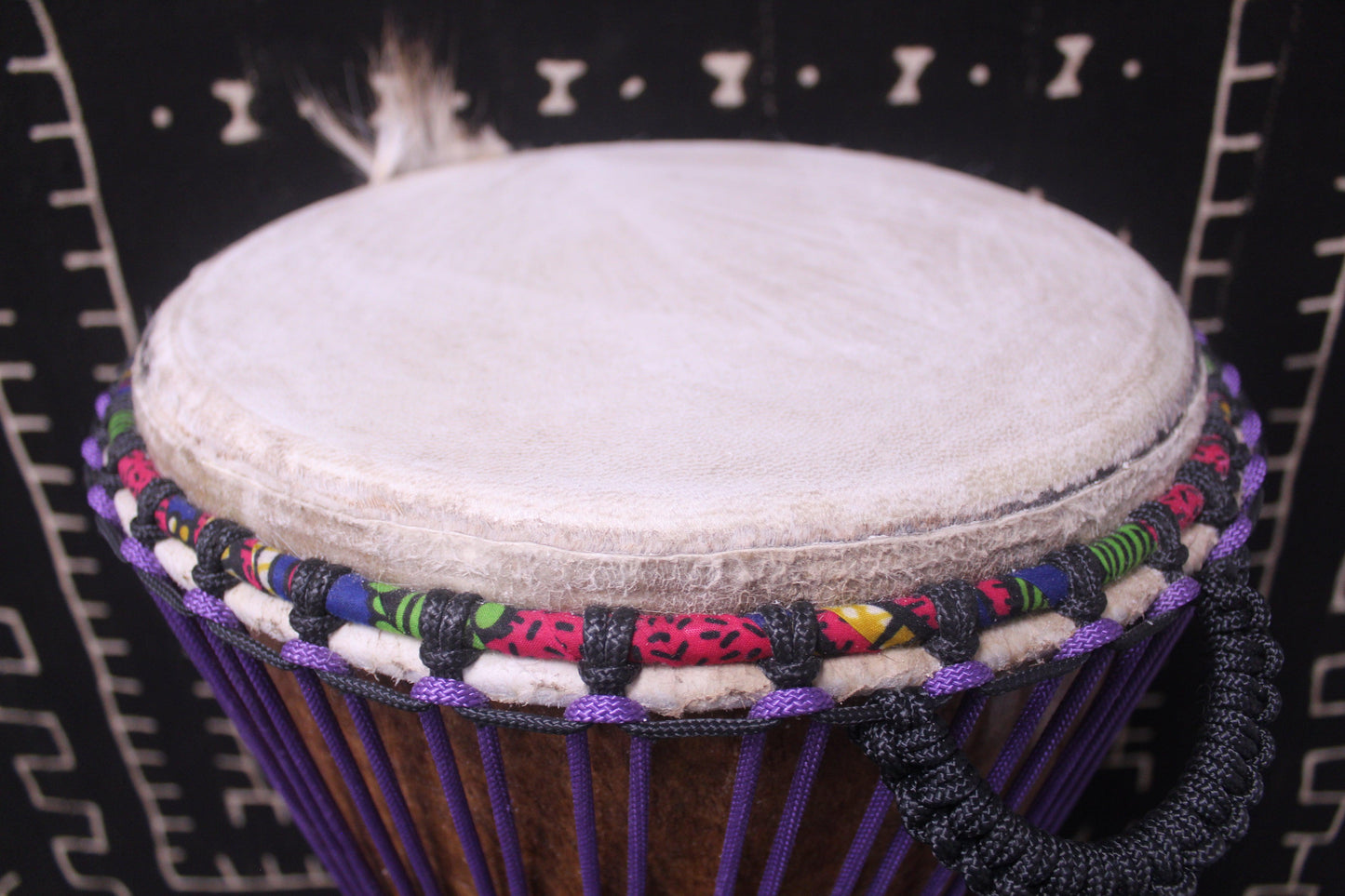 Dugura Djembe - Purple - Mali - D 33.5 cm - H 62.5 cm (Product ID: MS-DU-249-04)