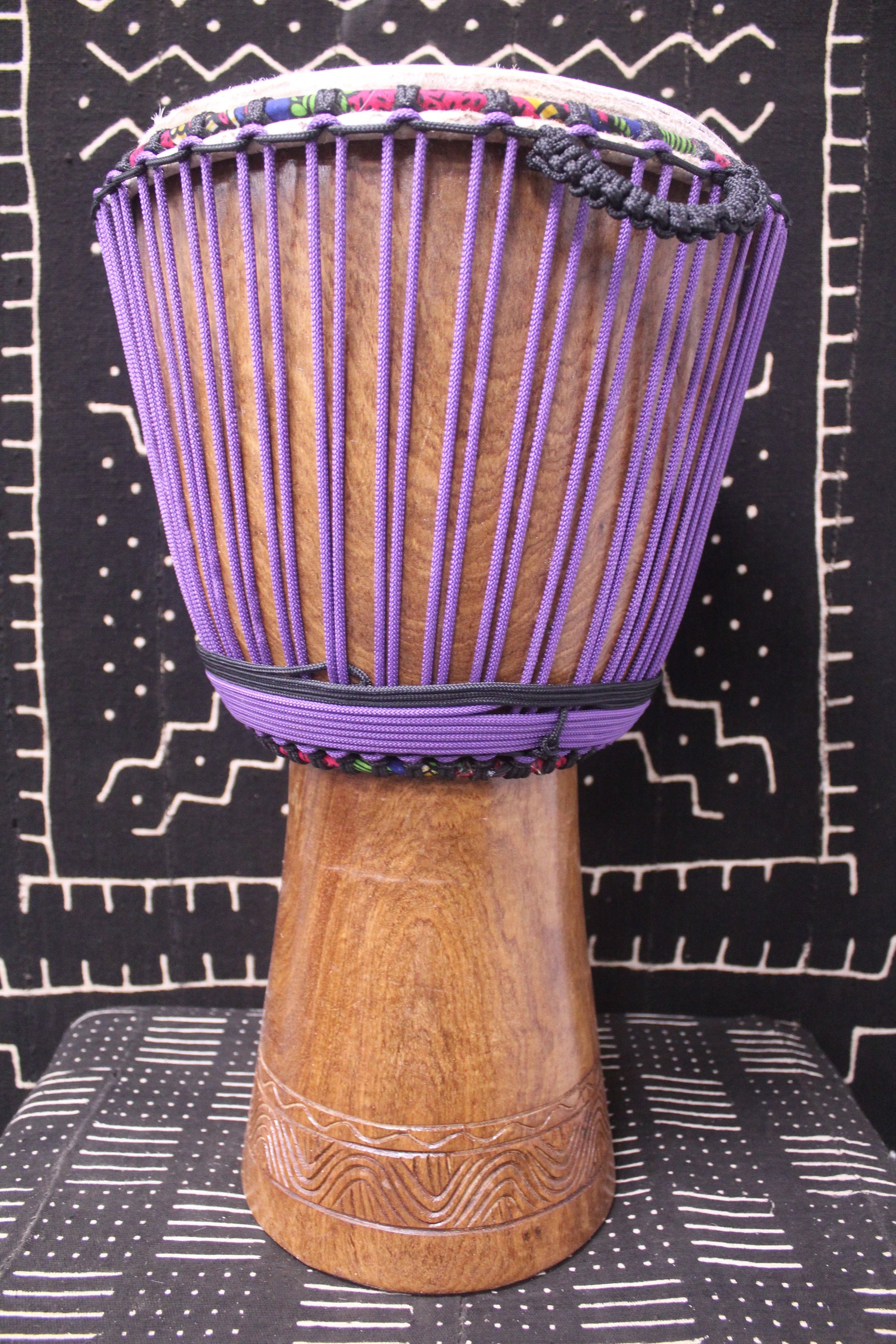 Dugura Djembe - Purple - Mali - D 33.5 cm - H 62.5 cm (Product ID: MS-DU-249-04)