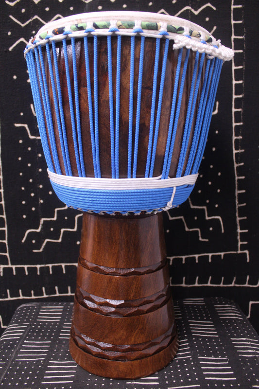 Guéni Djembe - Blue - Mali - D 33.5 cm - H 64.5 cm (Product ID: MS-GU-247-08)