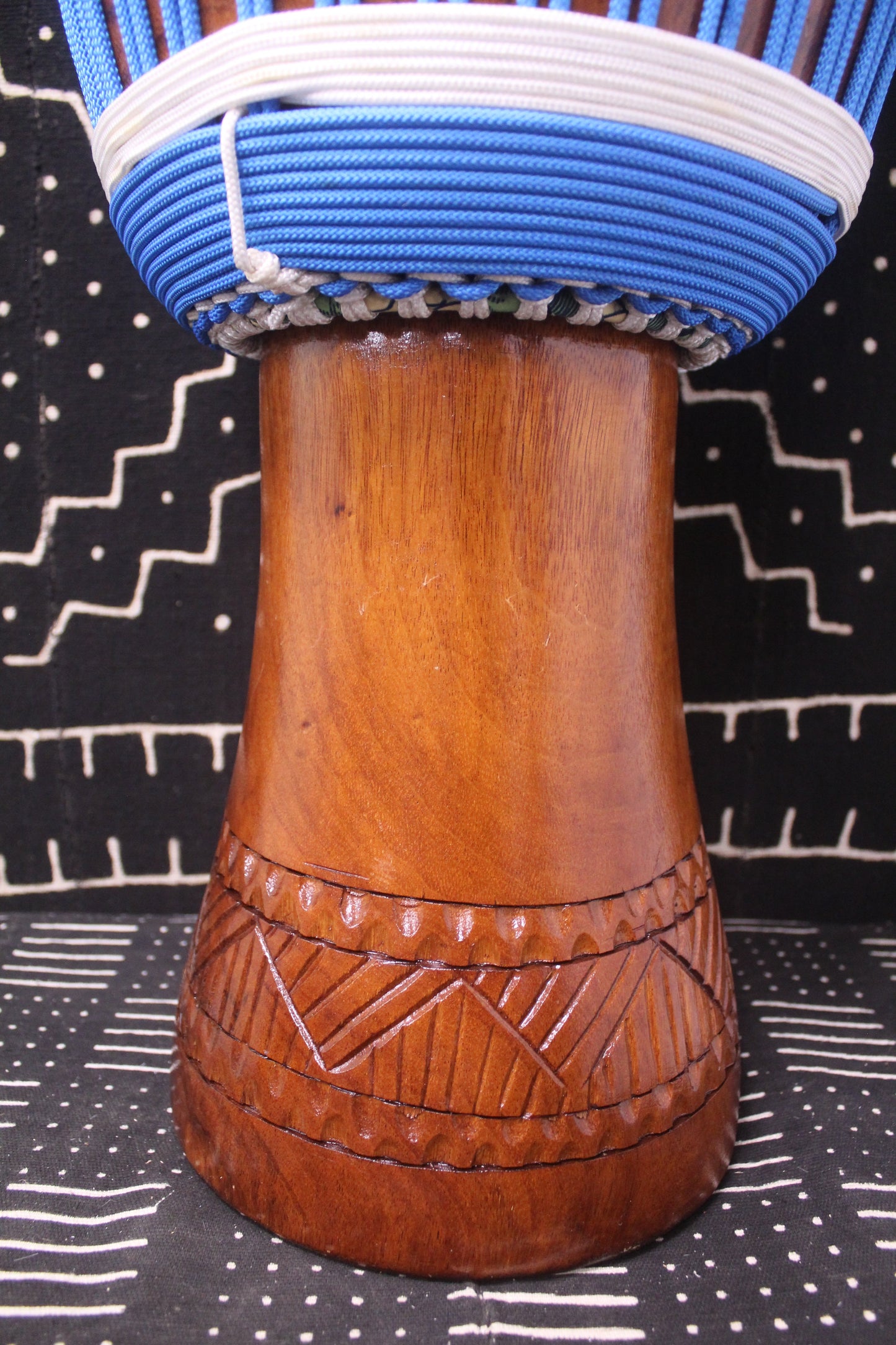 Lingué Djembe - Blue - Mali - D 33.5 cm - H 65 cm (Product ID: MS-LI-249-05)