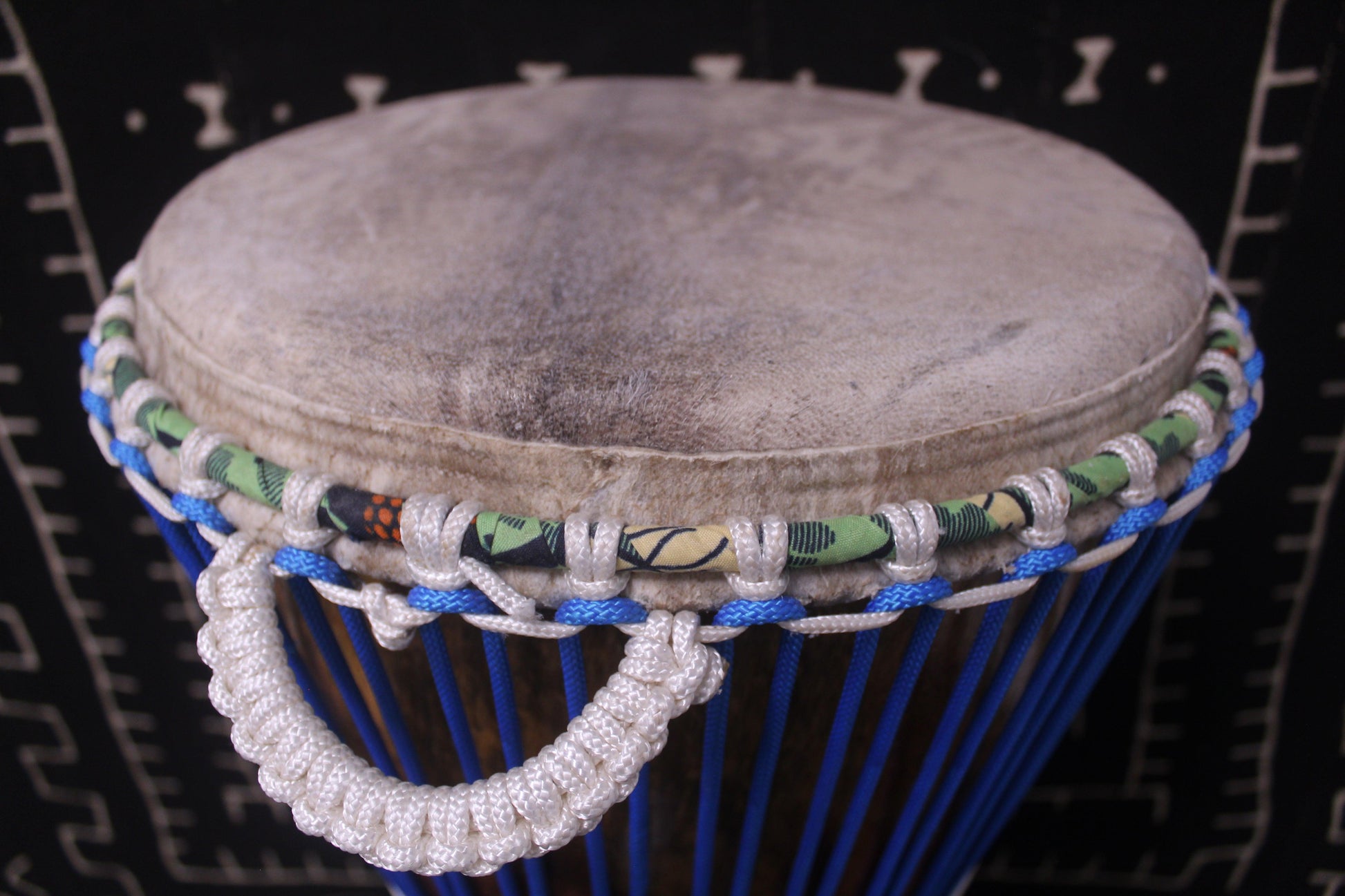 Lingué Djembe - Blue - Mali - D 33.5 cm - H 65 cm (Product ID: MS-LI-249-05)