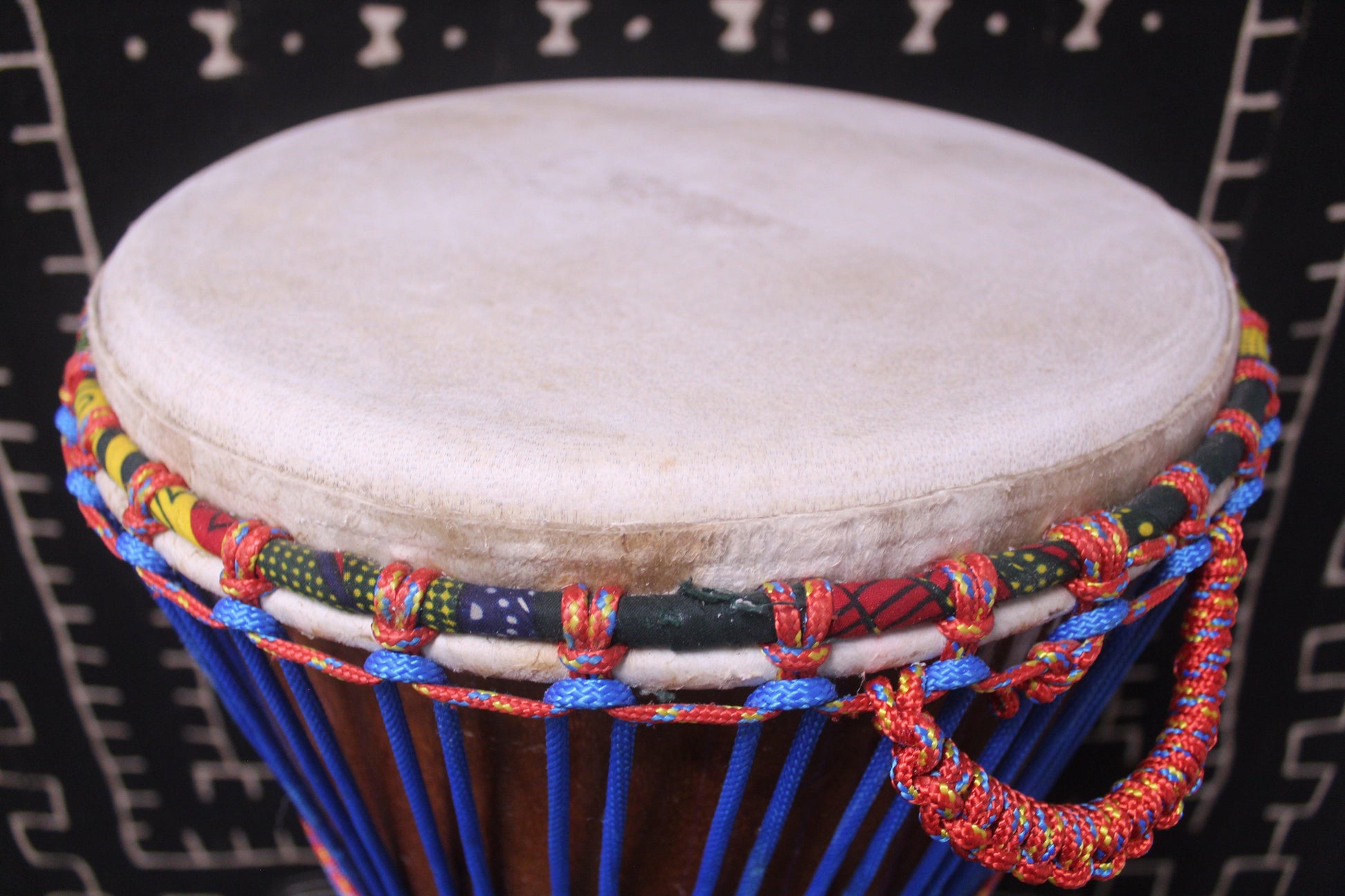 Lingué Djembe - Blue - Mali - D 34 cm - H 62 cm (Product ID: MS-LI-248-07)