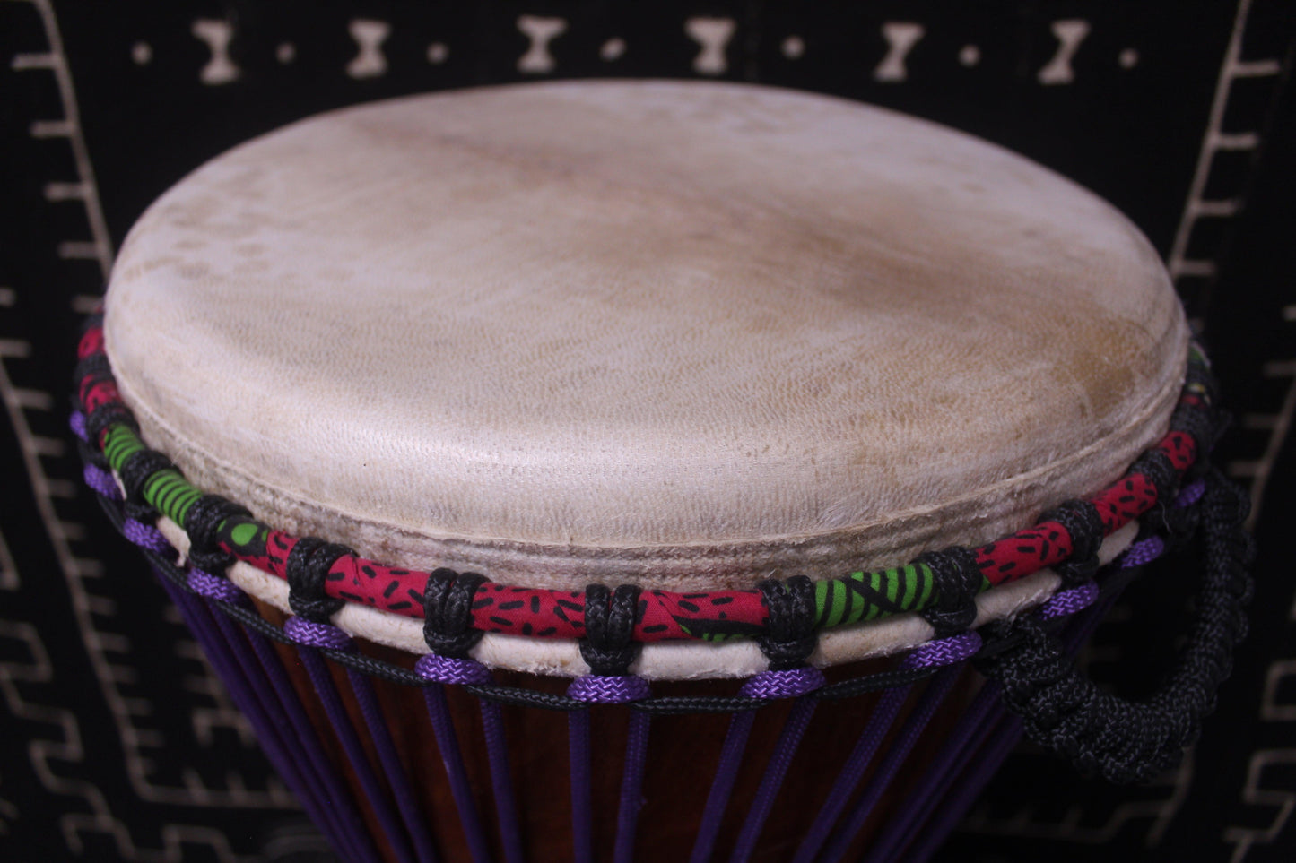 Lingué Djembe - Purple - Mali - D 33.5 cm - H 64 cm (Product ID: MS-LI-248-08)