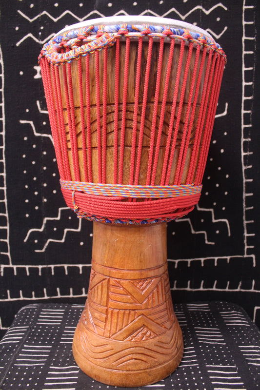 Tweneboa Djembe - Red - Ghana - D 30.5 cm - H 63 cm (Product ID: MS-TW-246-10)