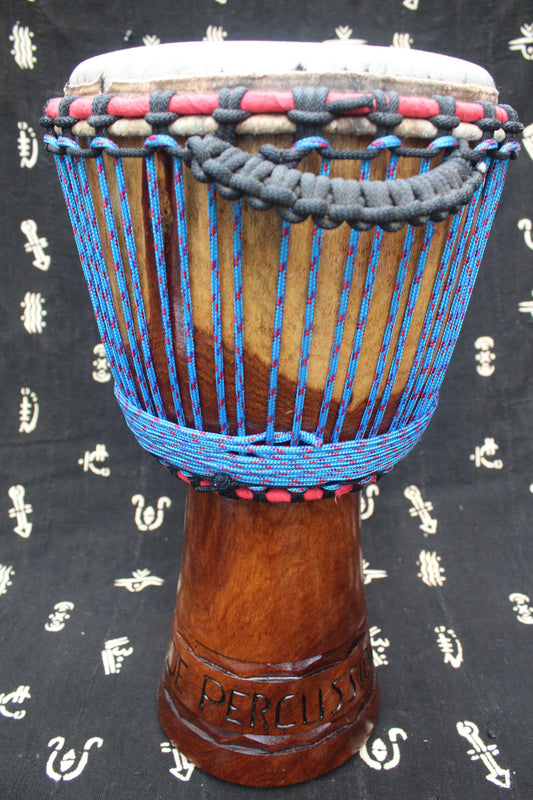 Guéni Djembe – Blue – Mali – D 28 cm – H 55 cm (Product ID: MM-GU-189-10)