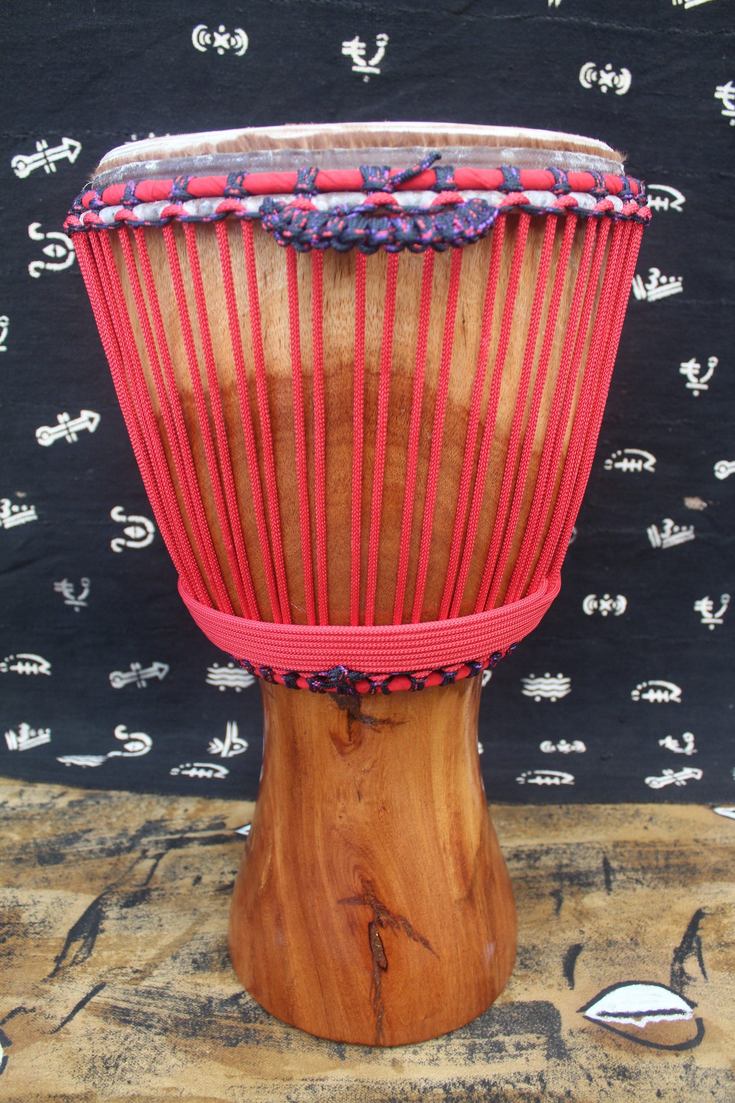 Lingué Djembe - Red - Mali - ⌀ 33 cm - H 61 cm